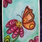 End Of Summer Love 5.5x8.5 Mixed Media Original Painting Floral Flower Stylized Art Butterfly