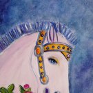 Carousel Pony 5.5x8.5 Mixed Media Original Painting horse carnival