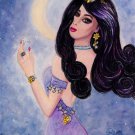 Celestial Queen 9x12 Mixed Media Painting Fashion Illustration Fantasy Art Portrait