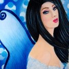 Winter Blue Fairy 8x10 Colored Pencil Original Painting Drawing Fantasy Art Fairy