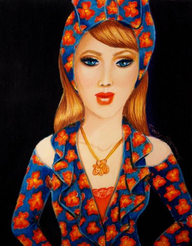 Sam 8x10 Colored Pencil Original Painting Drawing Fashion Illustration Portrait Art