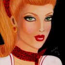 Chelsea Girl: Polka Dottie 9x12 Colored Pencil Original Painting Drawing Fashion Illustration
