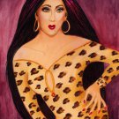 Superstar 9x12 Mixed Media Original Painting Fashion Illustration Portrait Art Cher