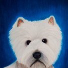Fluffy Colored Pencil Original Painting Drawing West Highland Terrier White Dog Art Pet Portrait