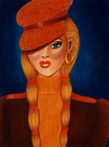 Modern Classic: Tweed 9x12 Colored Pencil Original Painting Fashion Illustration Portrait Art