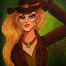 Modern Classic: Cowgirl 9x12 Colored Pencil Original Painting Drawing Fashion Illustration
