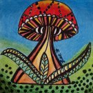 Mushroom 3.5x3.5 Original Painting Drawing Art