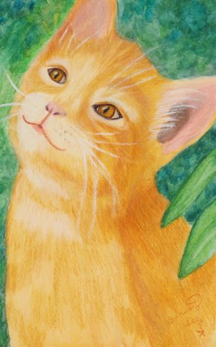 Ginger Kitty 5.5x8.5 Mixed Media Original Painting Cat Pet Portrait Kitten Art