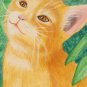 Ginger Kitty 5.5x8.5 Mixed Media Original Painting Cat Pet Portrait Kitten Art