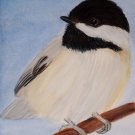 Chickadee On A Winter’s Day 5.5x8.5 Mixed Media Original Painting Bird Art