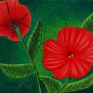 Red Petunias 6x8 Colored Pencil Original Painting Flower Floral Botanical Art