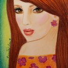 Spring Beauty 6x9 Mixed Media Original Painting Drawing Fashion Illustration Portrait Art