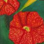 Tequila Sunrise Calibrachoa Flowers ACEO ATC Mixed Media Original Painting Drawing Floral