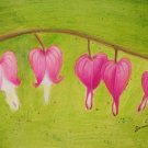 Bleeding Hearts Splatter 6x8 Mixed Media Original Painting Floral Flower Botanical Art