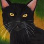 Lucky 6x8 Colored Pencil Original Painting Drawing Black Cat Feline Art Pet Portrait