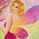 Spring Princess Fairy 9x12 Mixed Media Original Painting Fantasy Art Fairy Fashion Illustration