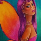 Summer Princess Fairy 9x12 Mixed Media Original Painting Fantasy Art Fairy Fashion