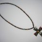 necklace cross black flowers