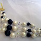 Vintage Laguna Crystal Jet Pearl Bracelet Original Tag 3 Strands
