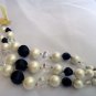 Vintage Laguna Crystal Jet Pearl Bracelet Original Tag 3 Strands