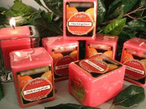 Pink Grapefruit Citrus Scented Hand Poured 3oz Square Votive Candle