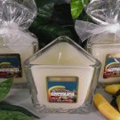 Tropical Fruit Scented Triangle Glass Jar Candle  7 Oz.