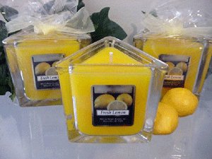 Fresh Lemon Scented Triangle Glass Jar Candle  7 Oz.