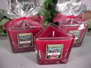 Cranberry Scented Triangle Glass Jar Candle  7 Oz.