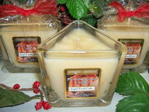 Angel Food Cake Scented Triangle Glass Jar Candle  7 Oz.