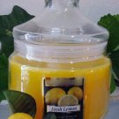 Fresh Lemon Scented Apothecary Glass Jar Wax Candle 16 Oz.