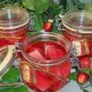 Strawberry Cheesecake Scented Glass Gel Bakery Preserve Jar Candle 16 Oz.