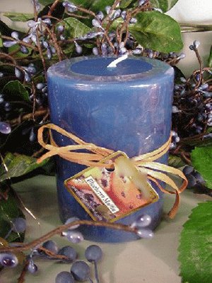 Blueberry Muffin Bakery Scented Round Pillar Candle 16 Oz.