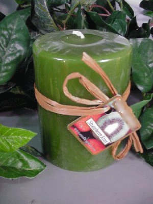 Strawberry Kiwi Scented Round Pillar Candle 16 Oz.