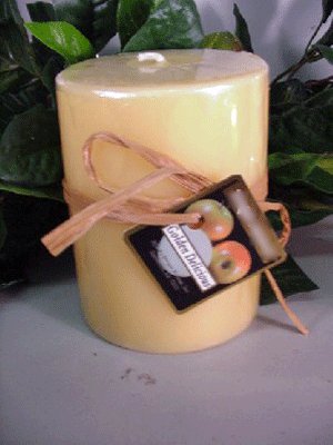 Golden Delicious Apple Scented Round Pillar Candle 16 Oz.