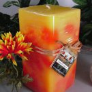 Sunflower Floral Scented Square Pillar Candle 26 Oz.