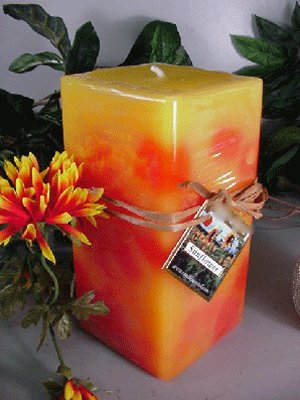Sunflower Floral Scented Square Pillar Candle 26 Oz.