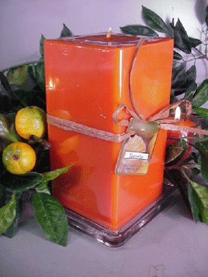 Tangerine Citrus Scented Square Pillar Candle 26 Oz.
