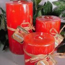 Orange Vanilla Scented Round Pillar Set of 3 (13,16 and 23 Oz. Size)