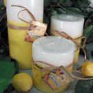 Lemon Meringue Scented Round Pillar Set of 3 (13,16 and 23 Oz. Size)