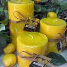 Fresh Lemon Scented Round Pillar Set of 3 (13,16 and 23 Oz. Size)