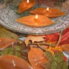 Small Golden Orange Long Leaves Floating Candles (3-Pack)