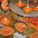 Round Leaf Floating Golden Orange Candles (Set of 3)