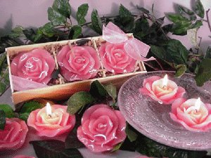 3"" Pink Rose Scented Floating Candle (3 Pack)