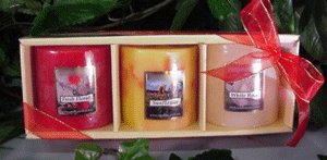 Floral Scented Pillar Gift Sets (3 Pack Wrapped)