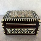 Vintage Desert Designs Wooden Mosaic Mother of Pearl-Bone-Wood Inlaid Trinket Box