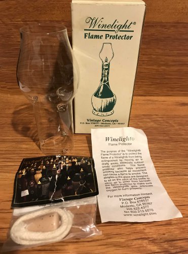 NOS Vintage Concepts WineLight Flame Protector with Cork Colored Wick and Instructions