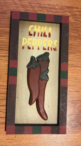 Direct Internatonal Wood Chili Peppers Sign 9 inch x 4.5 inch