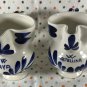 Vintage Set of 2 Ceramica Imola Italian Hand Painted Pottery Small Pitchers - 1980's