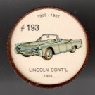 1961 LINCOLN CONT'L Jell-O Picture Wheel #193