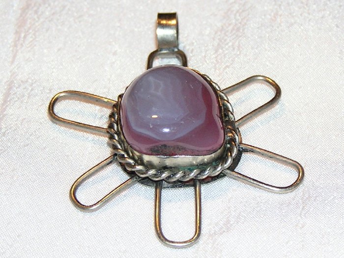 PERU ALPACA SILVER PENDANT with CELESTINE STONE